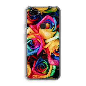 CaseCompany Neon bloemen: Google Pixel 3a Transparant Hoesje