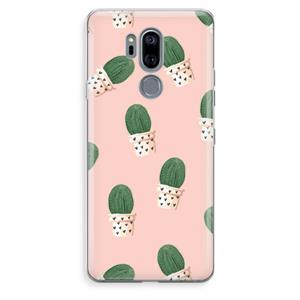 CaseCompany Cactusprint roze: LG G7 Thinq Transparant Hoesje