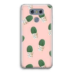 CaseCompany Cactusprint roze: LG G6 Transparant Hoesje