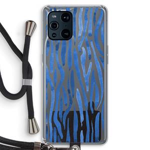 CaseCompany Blauwe nerven: Oppo Find X3 Pro Transparant Hoesje met koord