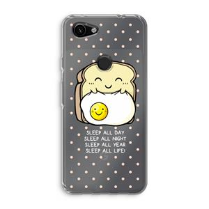 CaseCompany Sleep All Day: Google Pixel 3a Transparant Hoesje