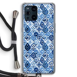 CaseCompany Blauw motief: Oppo Find X3 Pro Transparant Hoesje met koord
