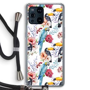 CaseCompany Bloemen tukan: Oppo Find X3 Pro Transparant Hoesje met koord