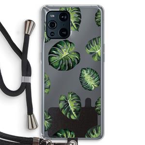 CaseCompany Tropische bladeren: Oppo Find X3 Pro Transparant Hoesje met koord