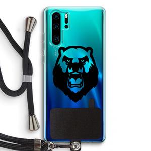 CaseCompany Angry Bear (black): Huawei P30 Pro Transparant Hoesje met koord