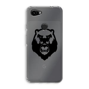 CaseCompany Angry Bear (black): Google Pixel 3a Transparant Hoesje
