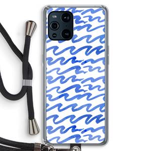 CaseCompany Blauwe golven: Oppo Find X3 Pro Transparant Hoesje met koord