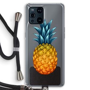 CaseCompany Grote ananas: Oppo Find X3 Pro Transparant Hoesje met koord