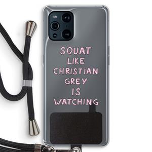CaseCompany Christian Grey: Oppo Find X3 Pro Transparant Hoesje met koord