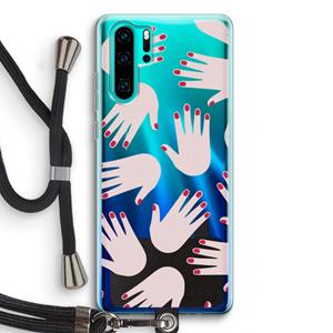 CaseCompany Hands pink: Huawei P30 Pro Transparant Hoesje met koord