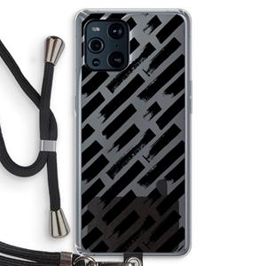 CaseCompany Zwarte vegen: Oppo Find X3 Pro Transparant Hoesje met koord