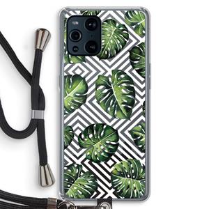 CaseCompany Geometrische jungle: Oppo Find X3 Pro Transparant Hoesje met koord