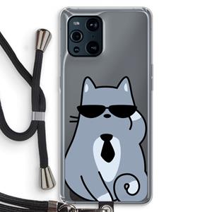 CaseCompany Cool cat: Oppo Find X3 Pro Transparant Hoesje met koord