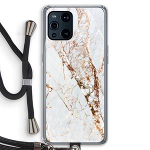 CaseCompany Goud marmer: Oppo Find X3 Pro Transparant Hoesje met koord