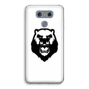 CaseCompany Angry Bear (white): LG G6 Transparant Hoesje