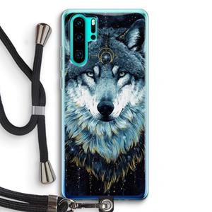 CaseCompany Darkness Wolf: Huawei P30 Pro Transparant Hoesje met koord