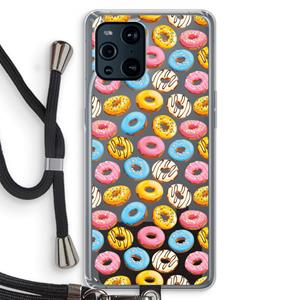 CaseCompany Pink donuts: Oppo Find X3 Pro Transparant Hoesje met koord
