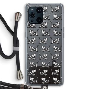 CaseCompany Zwarte poes: Oppo Find X3 Pro Transparant Hoesje met koord