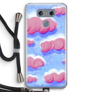 CaseCompany Roze wolken met vogels: LG G6 Transparant Hoesje met koord