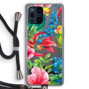 CaseCompany Papegaaien: Oppo Find X3 Pro Transparant Hoesje met koord