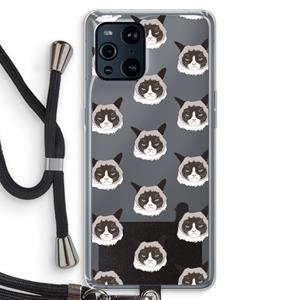CaseCompany It's a Purrr Case: Oppo Find X3 Pro Transparant Hoesje met koord