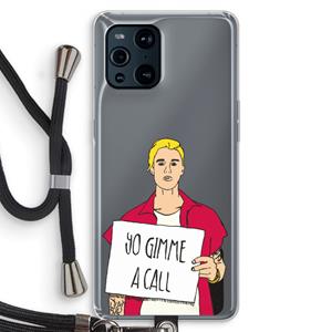 CaseCompany Gimme a call: Oppo Find X3 Pro Transparant Hoesje met koord
