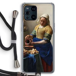 CaseCompany The Milkmaid: Oppo Find X3 Pro Transparant Hoesje met koord
