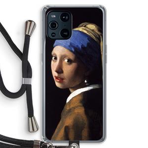 CaseCompany The Pearl Earring: Oppo Find X3 Pro Transparant Hoesje met koord