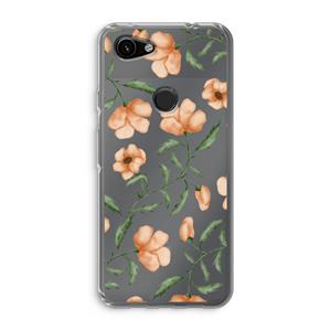 CaseCompany Peachy flowers: Google Pixel 3a Transparant Hoesje