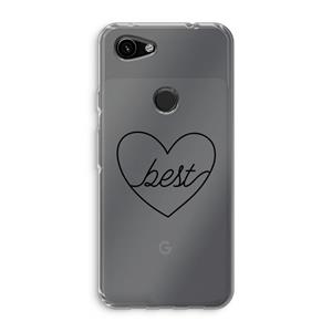 CaseCompany Best heart black: Google Pixel 3a Transparant Hoesje