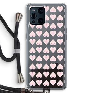 CaseCompany Ass 'n Titties: Oppo Find X3 Pro Transparant Hoesje met koord