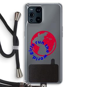 CaseCompany Run The World: Oppo Find X3 Pro Transparant Hoesje met koord