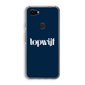CaseCompany Topwijf Navy: Google Pixel 3a Transparant Hoesje