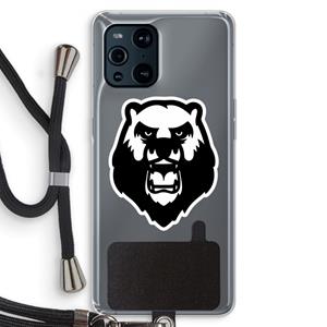 CaseCompany Angry Bear (white): Oppo Find X3 Pro Transparant Hoesje met koord