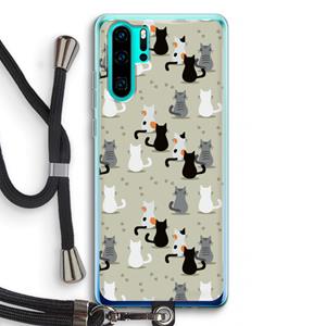 CaseCompany Katten: Huawei P30 Pro Transparant Hoesje met koord