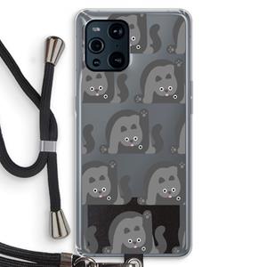 CaseCompany Cats: Oppo Find X3 Pro Transparant Hoesje met koord