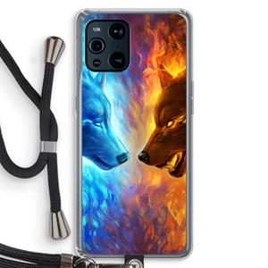 CaseCompany Fire & Ice: Oppo Find X3 Pro Transparant Hoesje met koord