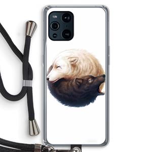 CaseCompany Yin Yang Wolves: Oppo Find X3 Pro Transparant Hoesje met koord