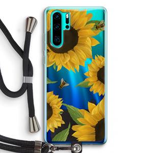CaseCompany Sunflower and bees: Huawei P30 Pro Transparant Hoesje met koord