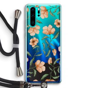 CaseCompany Peachy flowers: Huawei P30 Pro Transparant Hoesje met koord