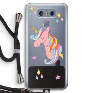CaseCompany Roze eenhoorn: LG G6 Transparant Hoesje met koord