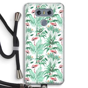 CaseCompany Flamingo bladeren: LG G6 Transparant Hoesje met koord