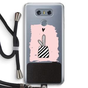 CaseCompany Zwart-wit cactus: LG G6 Transparant Hoesje met koord