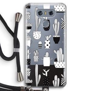 CaseCompany Cactusmotief: LG G6 Transparant Hoesje met koord