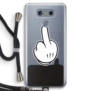 CaseCompany Middle finger black: LG G6 Transparant Hoesje met koord