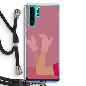 CaseCompany Pink boots: Huawei P30 Pro Transparant Hoesje met koord