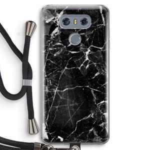 CaseCompany Zwart Marmer 2: LG G6 Transparant Hoesje met koord