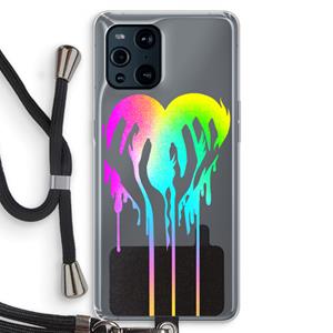 CaseCompany Hold My Heart: Oppo Find X3 Pro Transparant Hoesje met koord