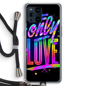 CaseCompany Only Love: Oppo Find X3 Pro Transparant Hoesje met koord