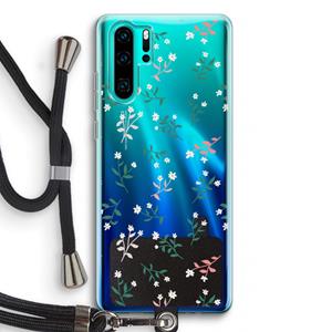 CaseCompany Small white flowers: Huawei P30 Pro Transparant Hoesje met koord